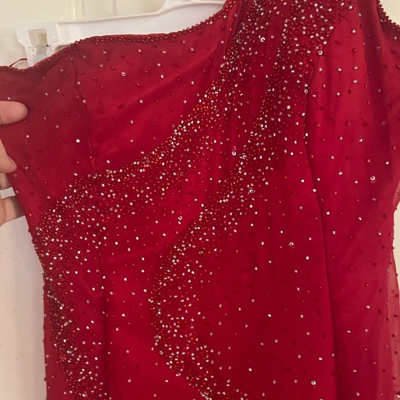 Riva’s Designs Red Beaded formfitting formal dress - Picture 7 of 11